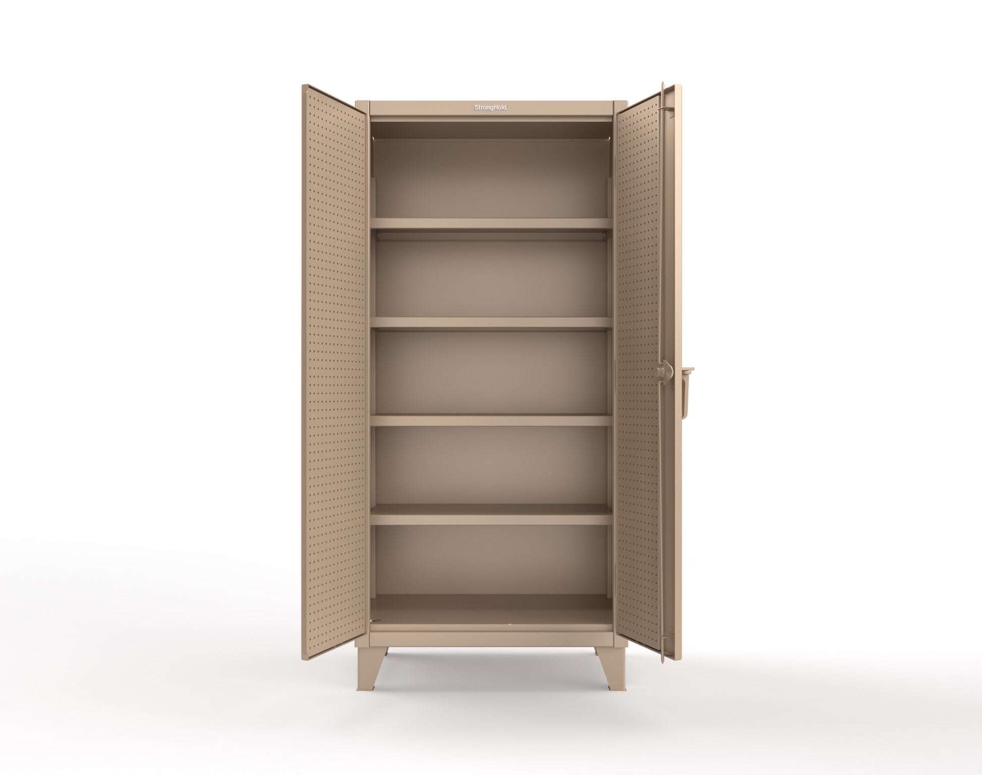 Extreme Duty 12 GA Cabinet with Pegboard Doors, 4 Shelves - 36 In. W x 24 In. D x 78 In. H - 36-PB-244-1019