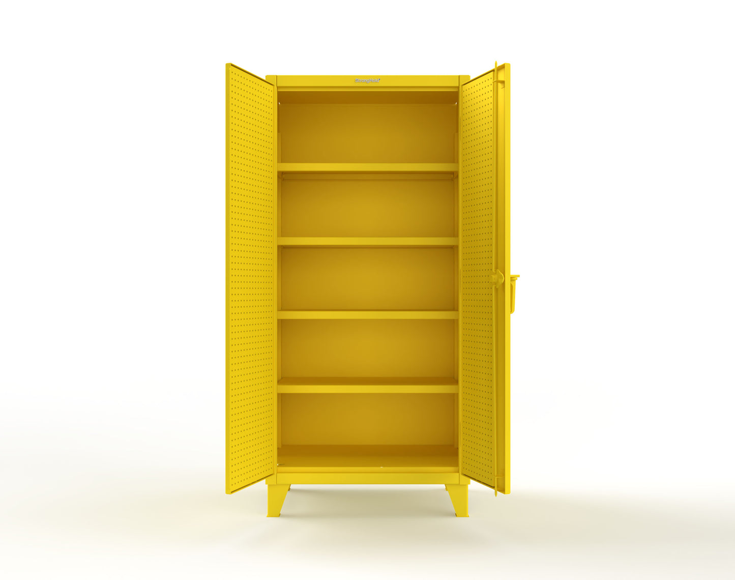 Extreme Duty 12 GA Cabinet with Pegboard Doors, 4 Shelves - 36 In. W x 24 In. D x 78 In. H - 36-PB-244-1021