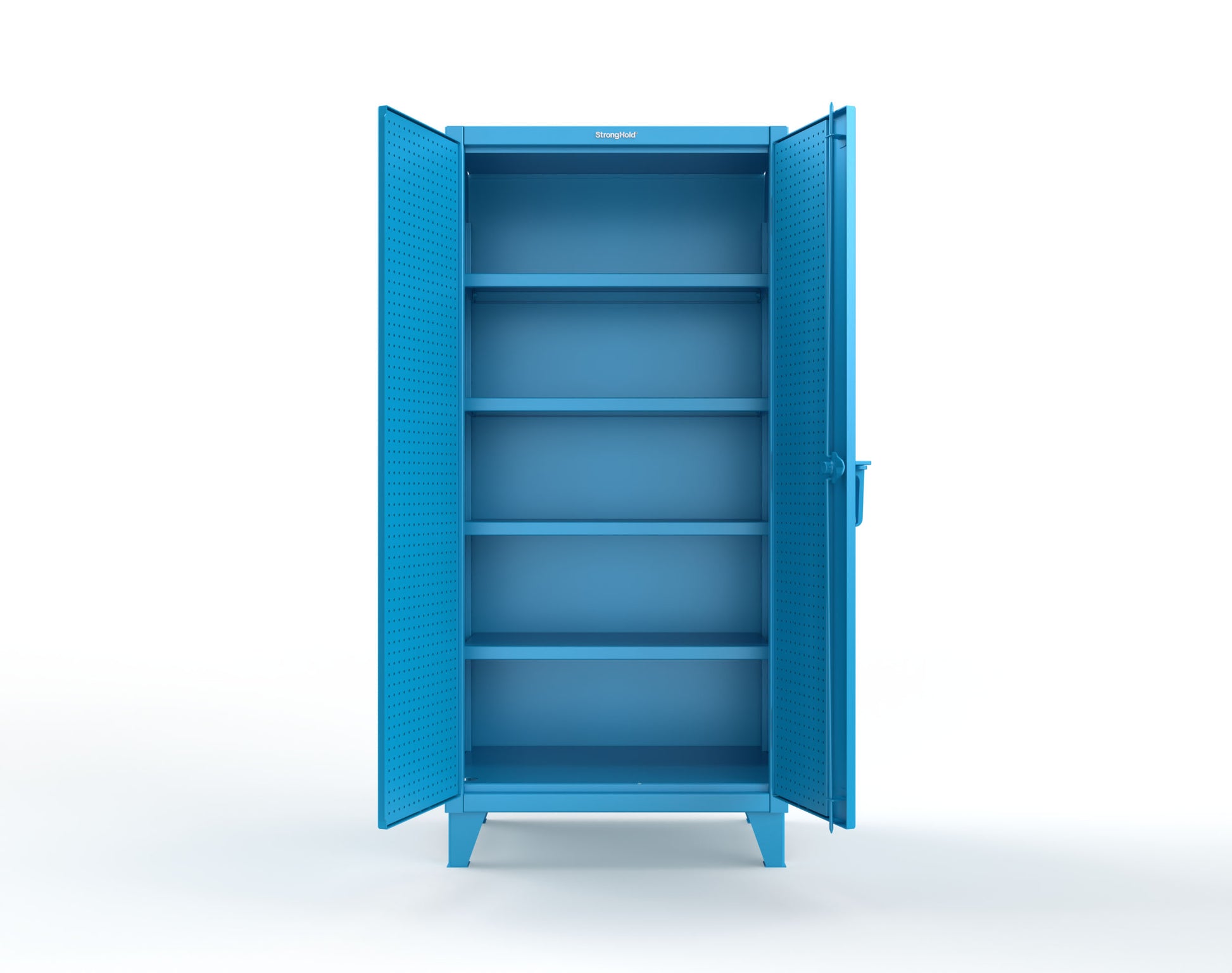 Extreme Duty 12 GA Cabinet with Pegboard Doors, 4 Shelves - 36 In. W x 24 In. D x 78 In. H - 36-PB-244-5012