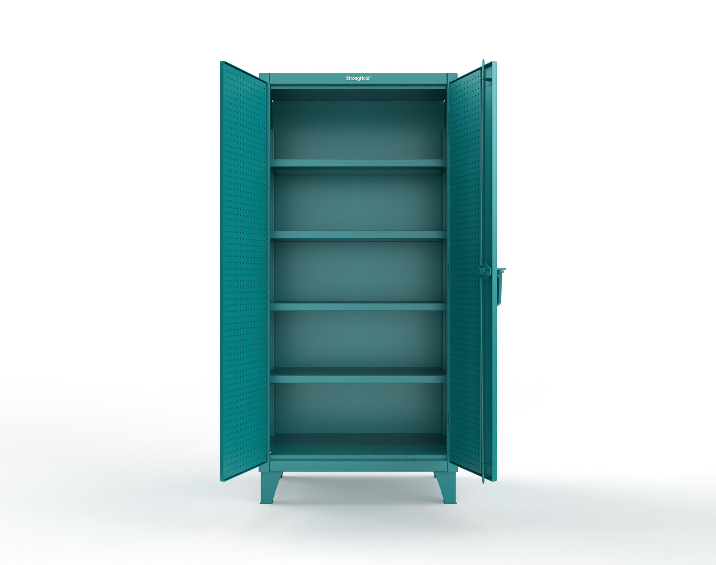 Extreme Duty 12 GA Cabinet with Pegboard Doors, 4 Shelves - 36 In. W x 24 In. D x 78 In. H - 36-PB-244-5021