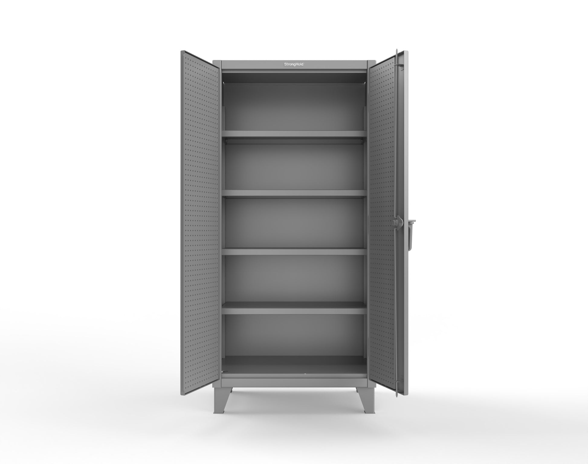 Extreme Duty 12 GA Cabinet with Pegboard Doors, 4 Shelves - 36 In. W x 24 In. D x 78 In. H - 36-PB-244-7037