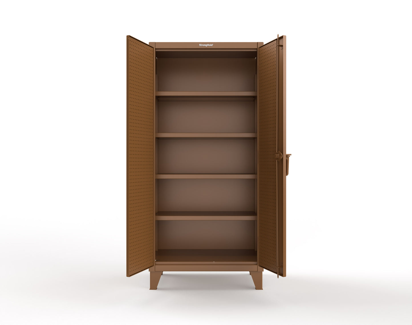 Extreme Duty 12 GA Cabinet with Pegboard Doors, 4 Shelves - 36 In. W x 24 In. D x 78 In. H - 36-PB-244-8008