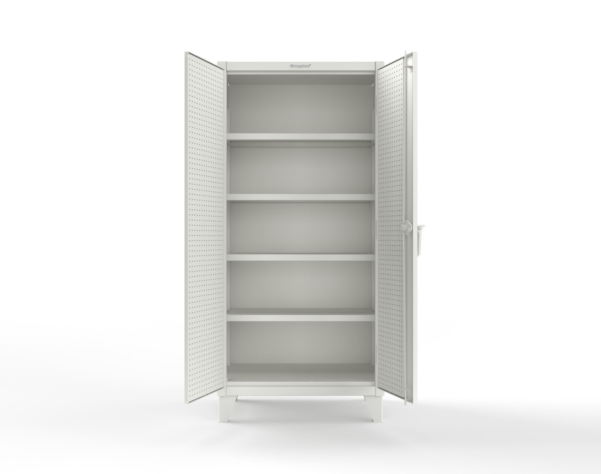 Extreme Duty 12 GA Cabinet with Pegboard Doors, 4 Shelves - 36 In. W x 24 In. D x 78 In. H - 36-PB-244-9003