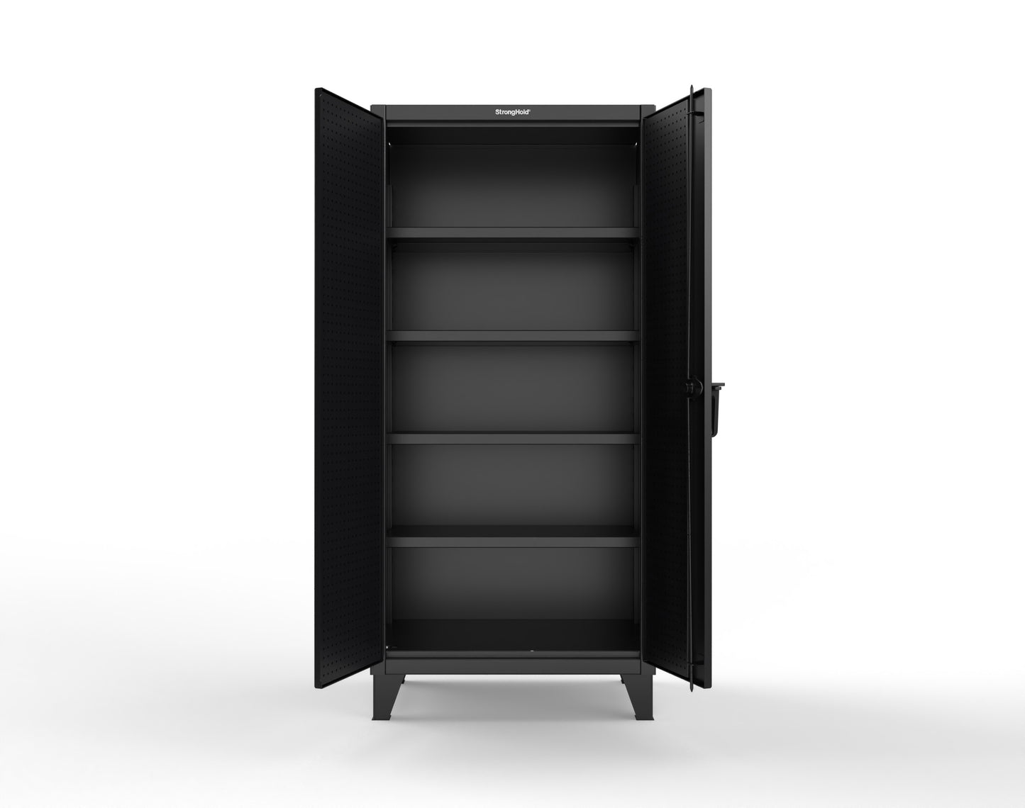 Extreme Duty 12 GA Cabinet with Pegboard Doors, 4 Shelves - 36 In. W x 24 In. D x 78 In. H - 36-PB-244-9005