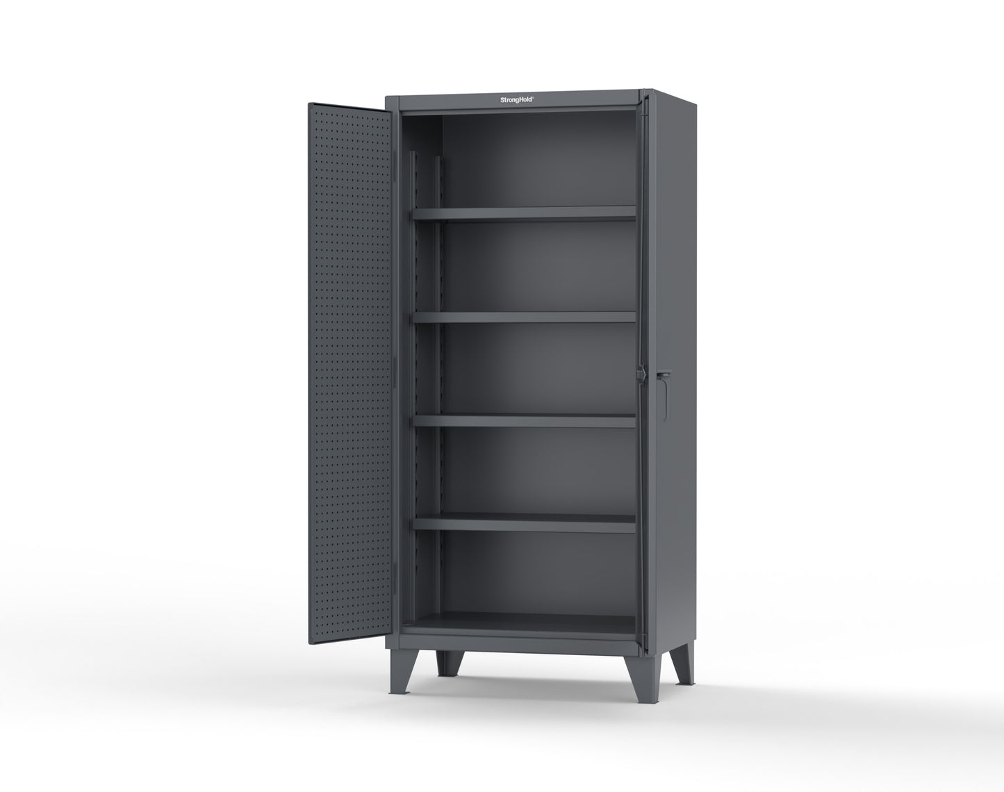 Extreme Duty 12 GA Cabinet with Pegboard Doors, 4 Shelves - 36 In. W x 24 In. D x 78 In. H - 36-PB-244-7024