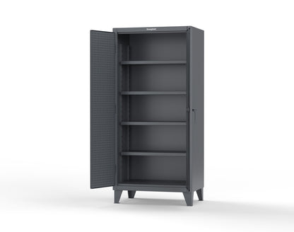 Extreme Duty 12 GA Cabinet with Pegboard Doors, 4 Shelves - 36 In. W x 24 In. D x 78 In. H - 36-PB-244-7024