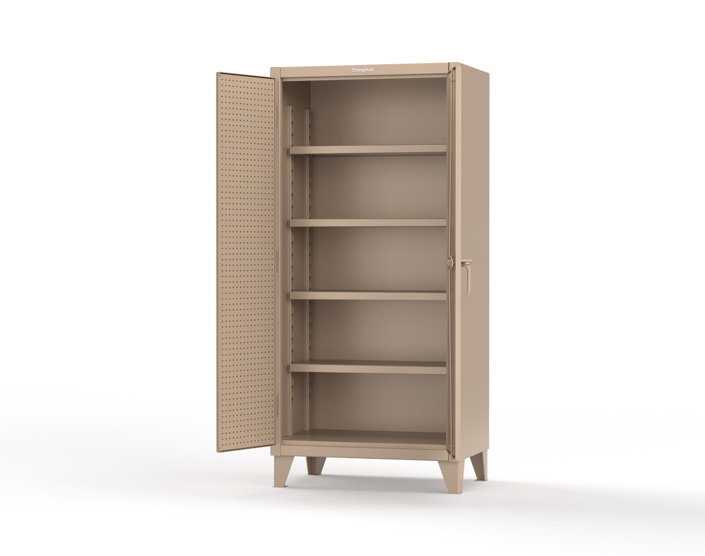 Extreme Duty 12 GA Cabinet with Pegboard Doors, 4 Shelves - 36 In. W x 24 In. D x 78 In. H - 36-PB-244-1019