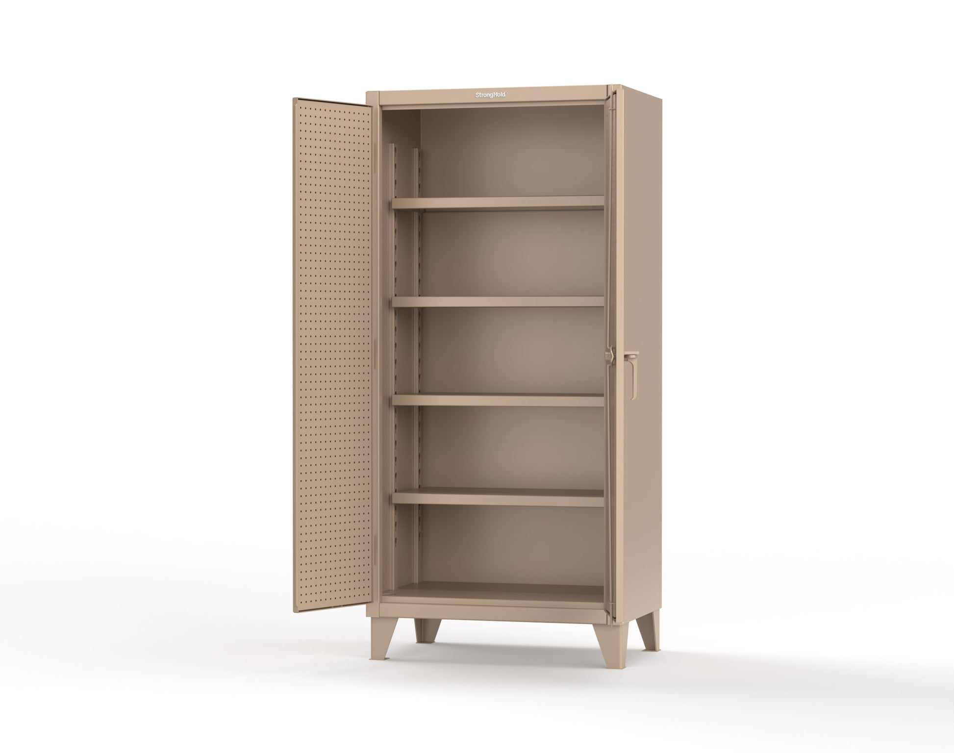 Extreme Duty 12 GA Cabinet with Pegboard Doors, 4 Shelves - 36 In. W x 24 In. D x 78 In. H - 36-PB-244-1019