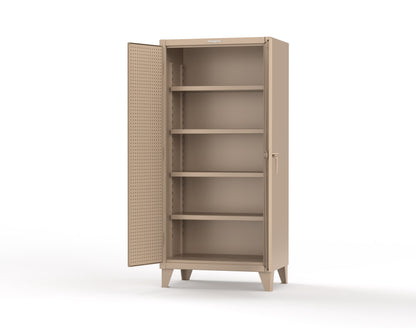 Extreme Duty 12 GA Cabinet with Pegboard Doors, 4 Shelves - 36 In. W x 24 In. D x 78 In. H - 36-PB-244-1019