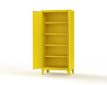 Extreme Duty 12 GA Cabinet with Pegboard Doors, 4 Shelves - 36 In. W x 24 In. D x 78 In. H - 36-PB-244-1021