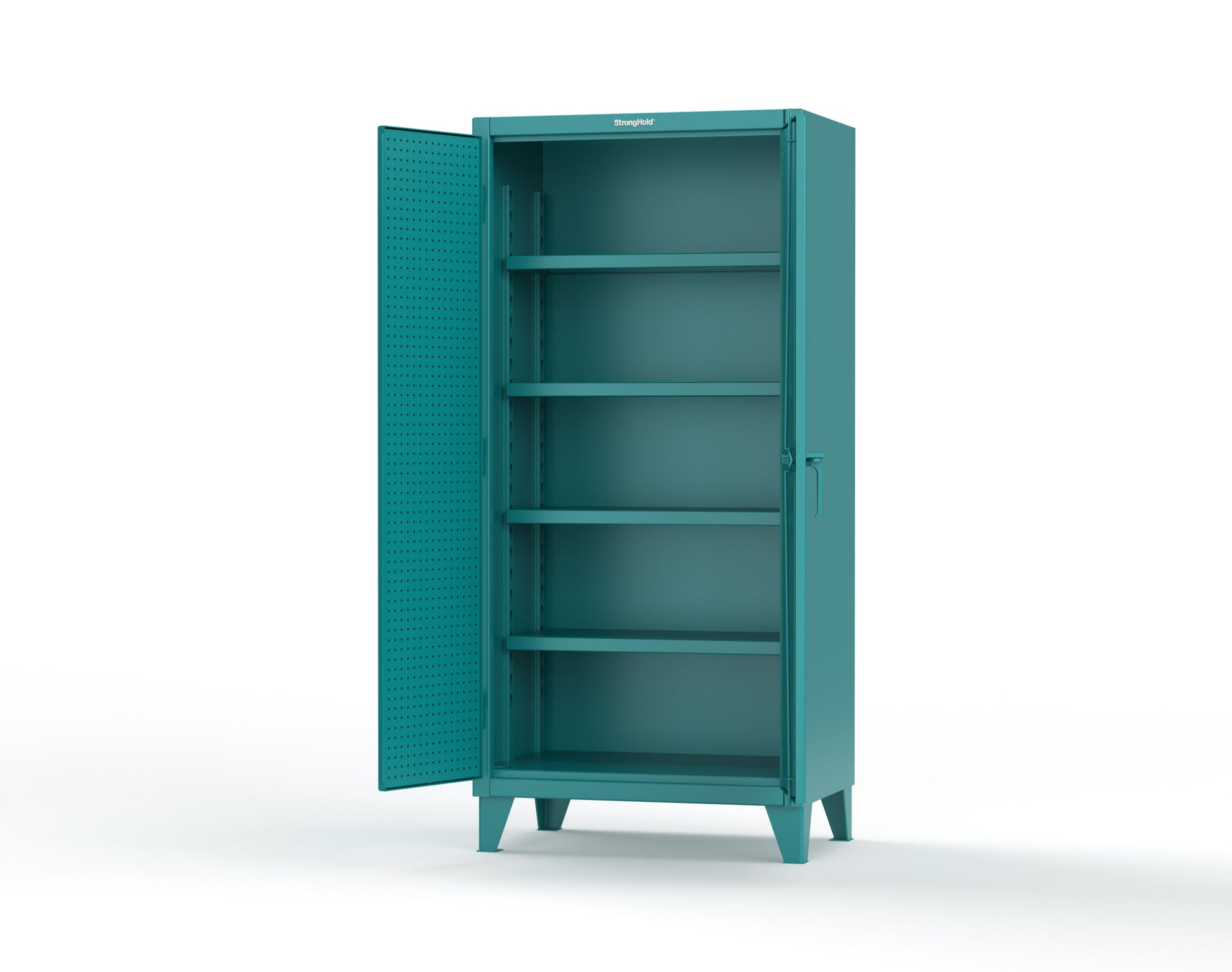 Extreme Duty 12 GA Cabinet with Pegboard Doors, 4 Shelves - 36 In. W x 24 In. D x 78 In. H - 36-PB-244-5021