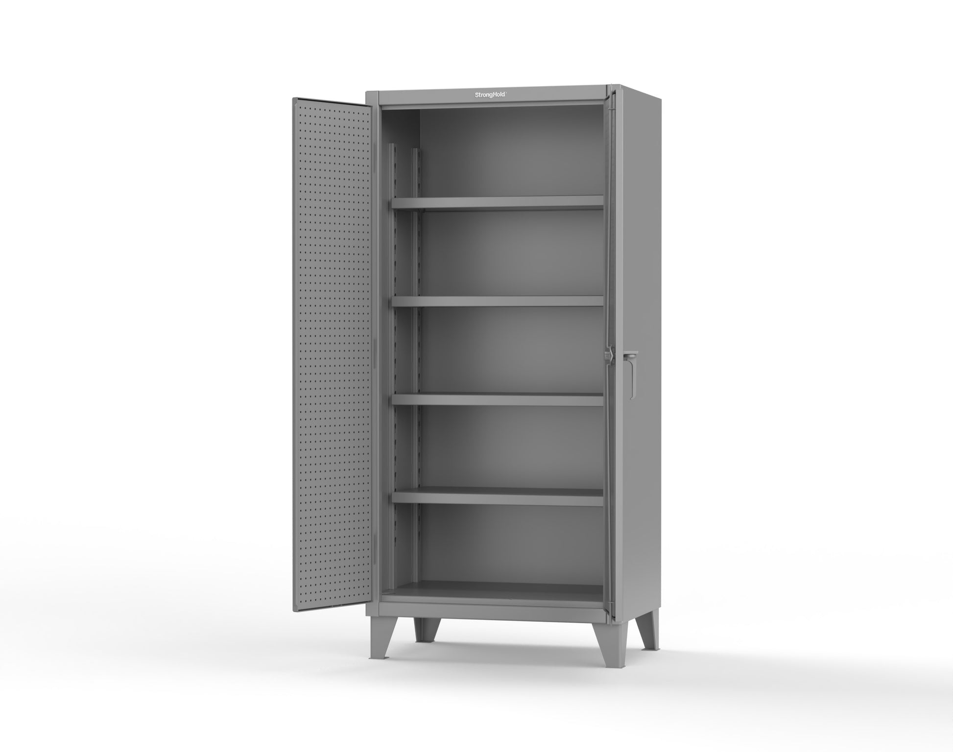 Extreme Duty 12 GA Cabinet with Pegboard Doors, 4 Shelves - 36 In. W x 24 In. D x 78 In. H - 36-PB-244-7037