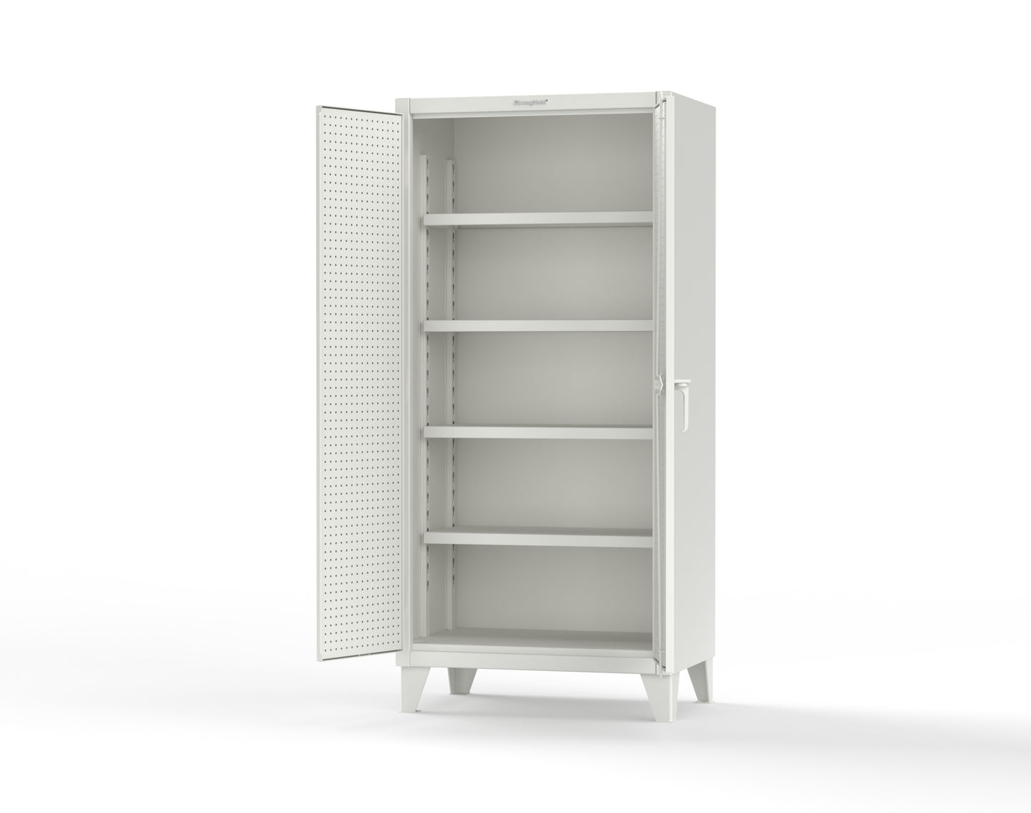 Extreme Duty 12 GA Cabinet with Pegboard Doors, 4 Shelves - 36 In. W x 24 In. D x 78 In. H - 36-PB-244-9003