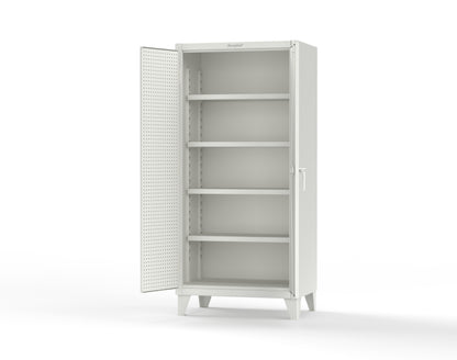 Extreme Duty 12 GA Cabinet with Pegboard Doors, 4 Shelves - 36 In. W x 24 In. D x 78 In. H - 36-PB-244-9003