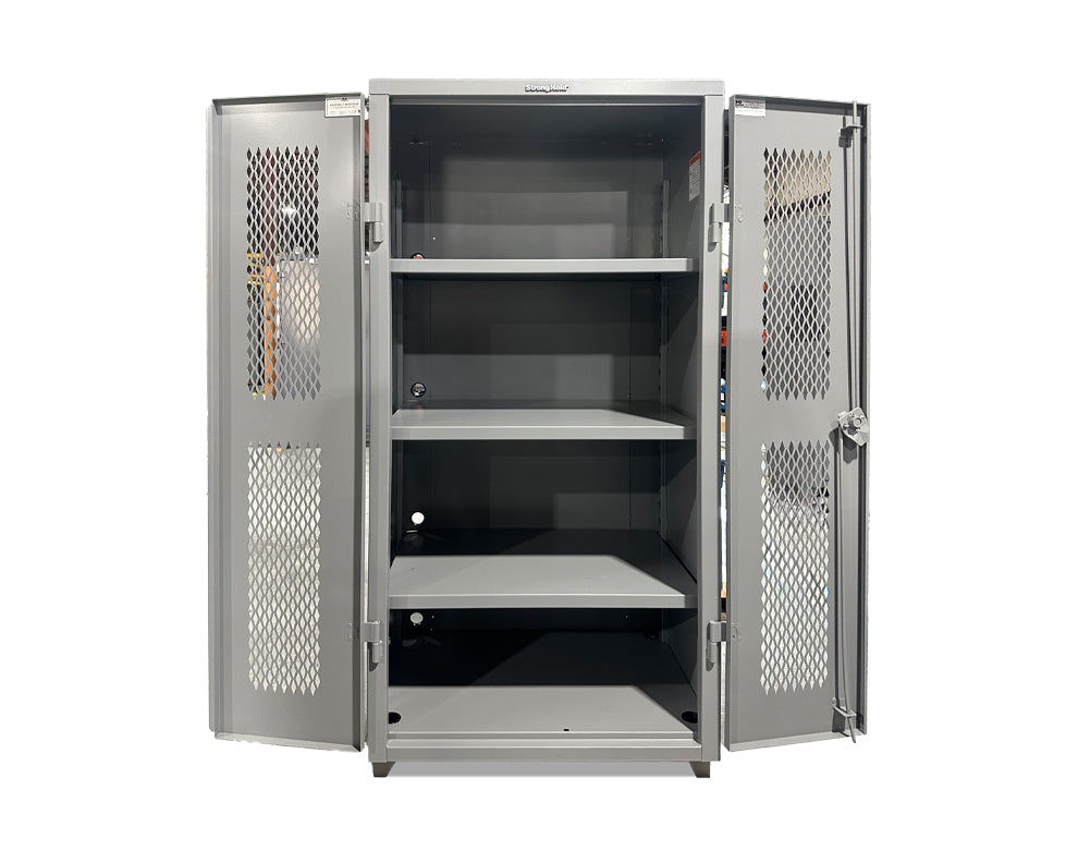 Extra Heavy Duty 14 GA Cabinet with Ventilated (Diamond) Doors & 4 Holes for Electrical - 36 In. W x 24 In. D x 75 In. H - Outlet
