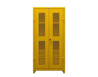 Extra Heavy Duty 14 GA Ventilated (Diamond) Cabinet with 6 Half-Width Drawers, 3 Shelves - 36 In. W x 24 In. D x 75 In. H - 36-V-243-6/5DB-L-1021