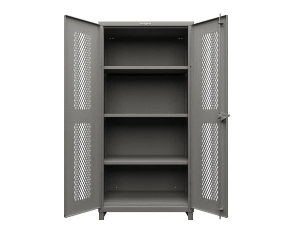 Extra Heavy Duty 14 GA Double Shift Ventilated (Diamond) Cabinet with 6 Shelves - 36 In. W x 24 In. D x 75 In. H