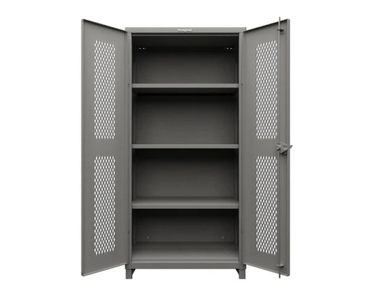 Extra Heavy Duty 14 GA Double Shift Ventilated (Diamond) Cabinet with 6 Shelves - 36 In. W x 24 In. D x 75 In. H