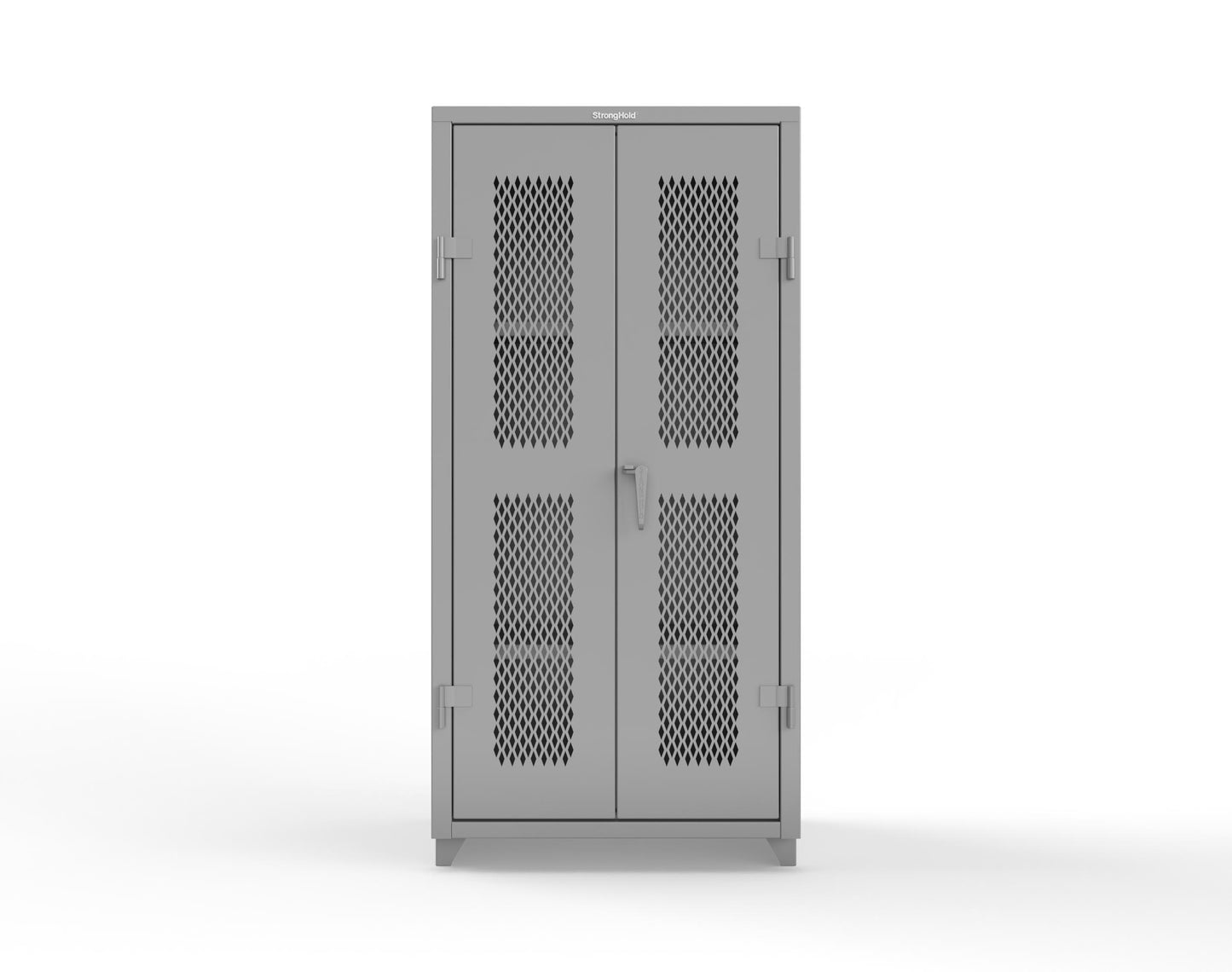 Extra Heavy Duty 14 GA Cabinet with Ventilated (Diamond) Doors - 36 In. W x 24 In. D x 75 In. H - 36-V-243-L-7037