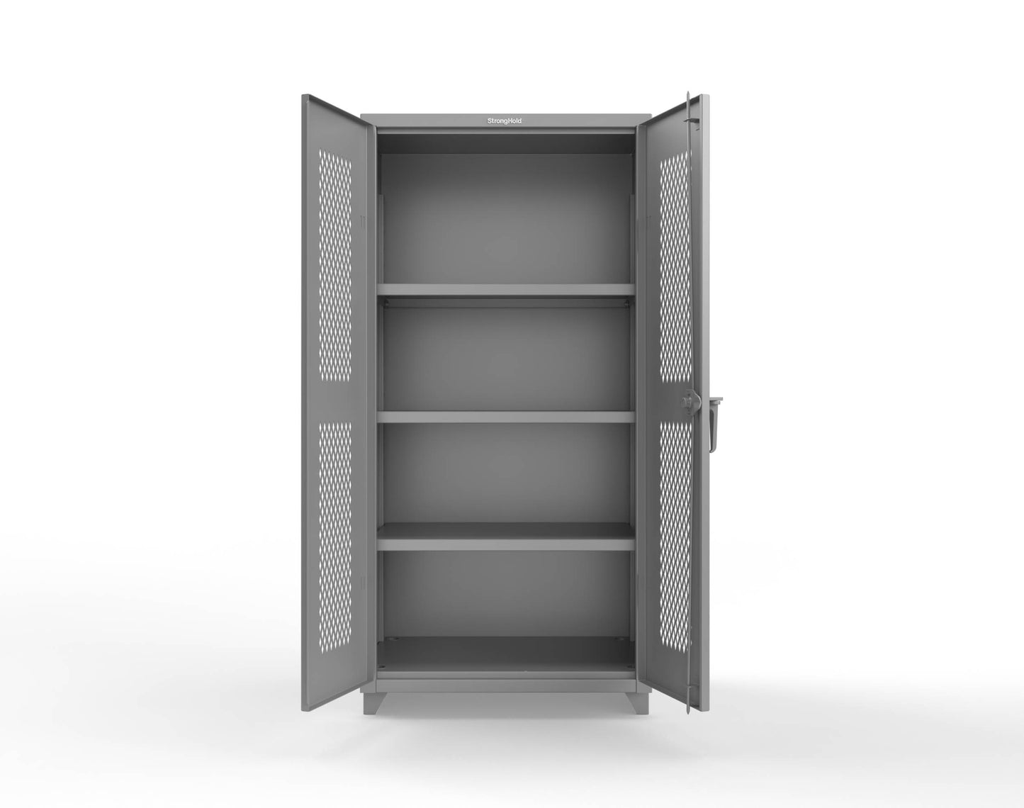 Extra Heavy Duty 14 GA Cabinet with Ventilated (Diamond) Doors - 36 In. W x 24 In. D x 75 In. H - 36-V-243-L-7037