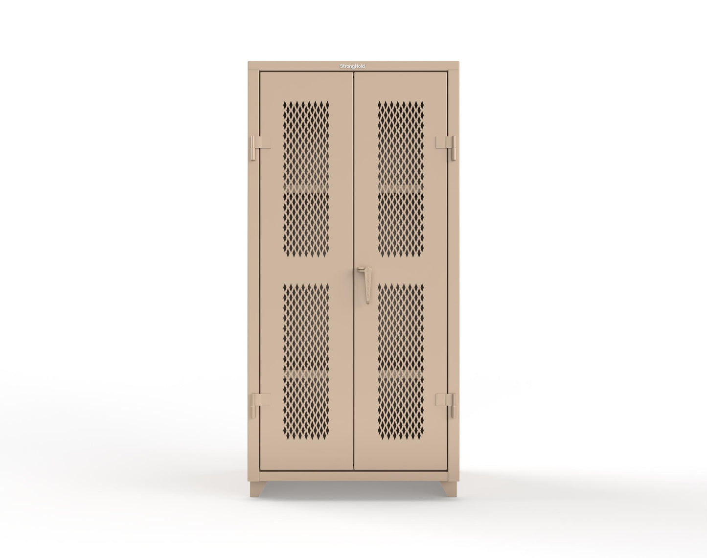 Extra Heavy Duty 14 GA Cabinet with Ventilated (Diamond) Doors - 36 In. W x 24 In. D x 75 In. H - 36-V-243-L-1019
