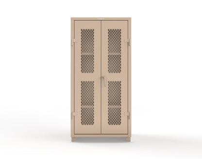 Extra Heavy Duty 14 GA Cabinet with Ventilated (Diamond) Doors - 36 In. W x 24 In. D x 75 In. H - 36-V-243-L-1019