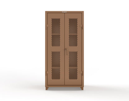 Extra Heavy Duty 14 GA Cabinet with Ventilated (Diamond) Doors - 36 In. W x 24 In. D x 75 In. H - 36-V-243-L-8008