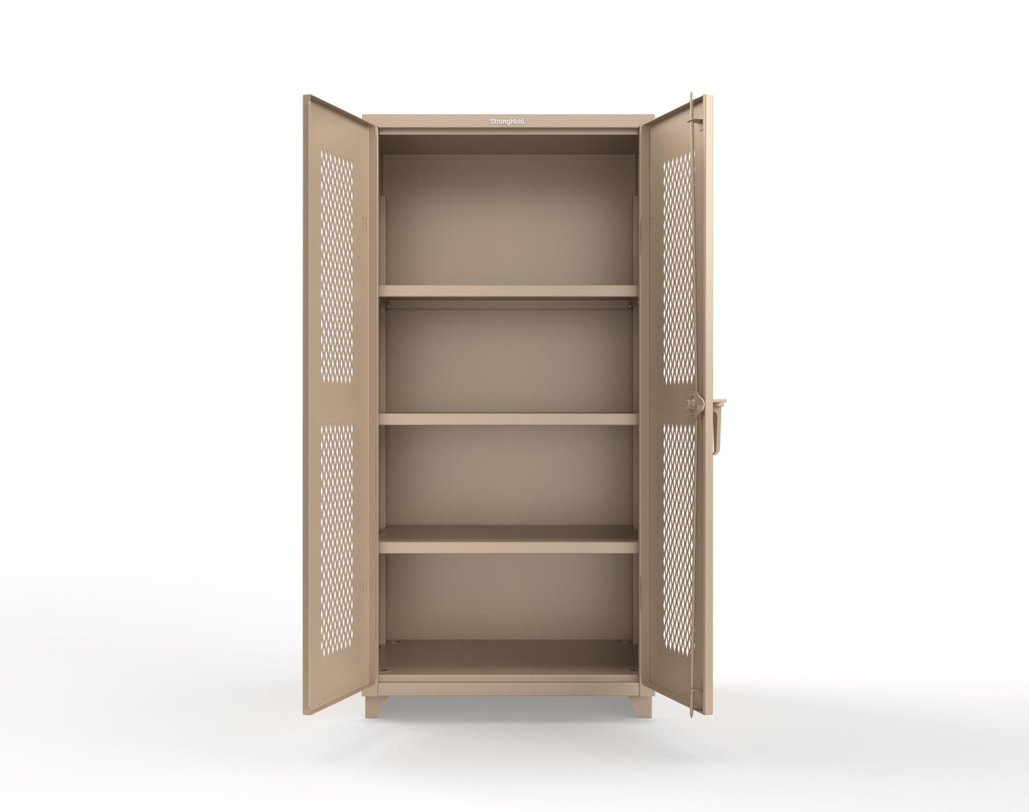 Extra Heavy Duty 14 GA Cabinet with Ventilated (Diamond) Doors - 36 In. W x 24 In. D x 75 In. H - 36-V-243-L-1019