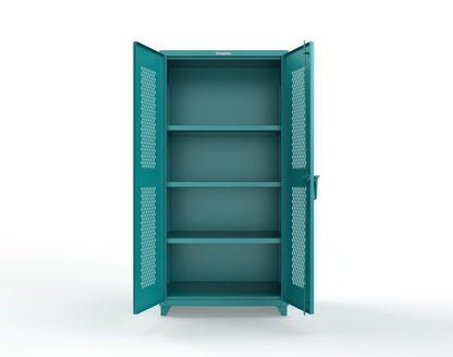 Extra Heavy Duty 14 GA Cabinet with Ventilated (Diamond) Doors - 36 In. W x 24 In. D x 75 In. H - 36-V-243-L-5021