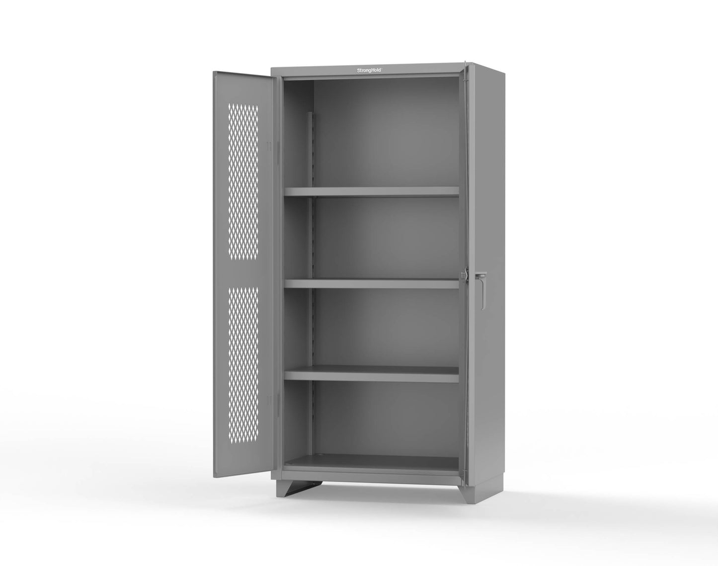 Extra Heavy Duty 14 GA Cabinet with Ventilated (Diamond) Doors - 36 In. W x 24 In. D x 75 In. H - 36-V-243-L-7037