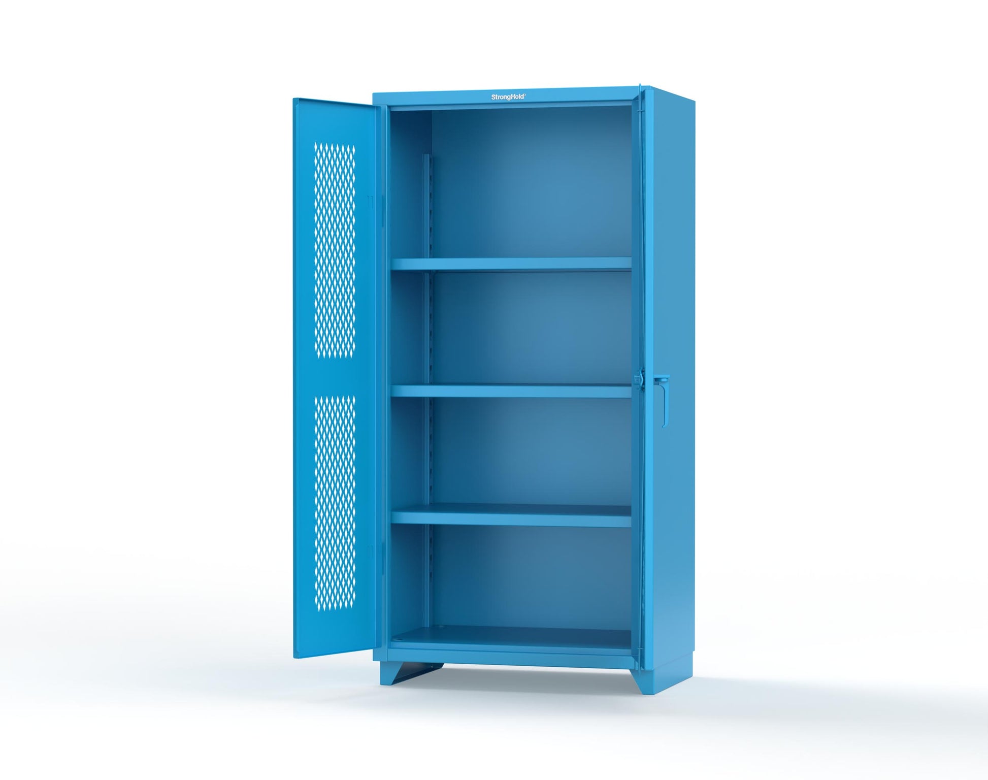 Extra Heavy Duty 14 GA Cabinet with Ventilated (Diamond) Doors - 36 In. W x 24 In. D x 75 In. H - 36-V-243-L-5012