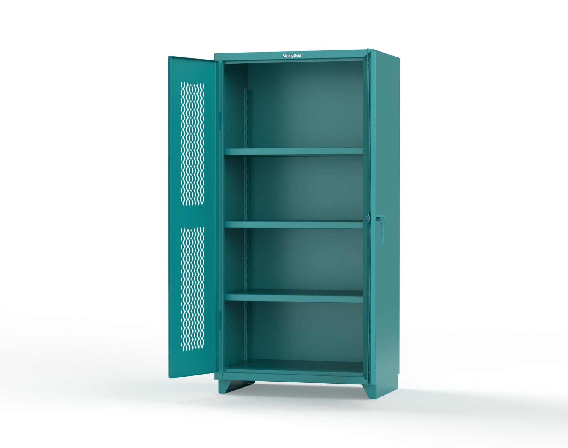 Extra Heavy Duty 14 GA Cabinet with Ventilated (Diamond) Doors - 36 In. W x 24 In. D x 75 In. H - 36-V-243-L-5021
