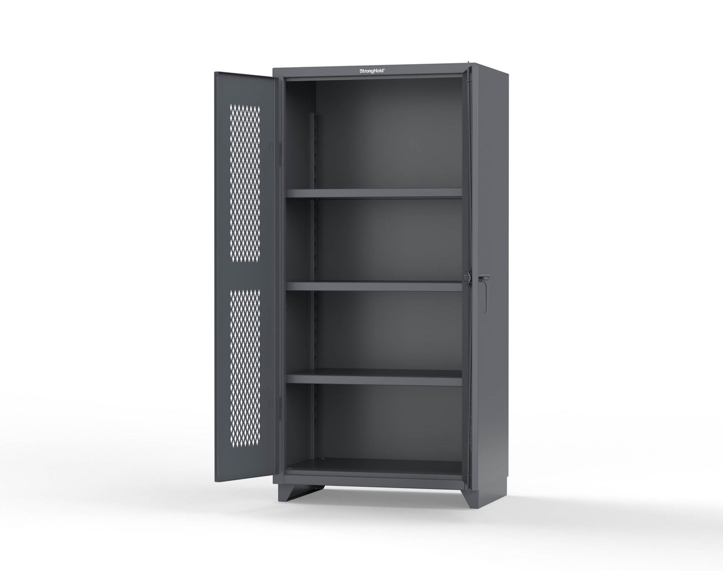 Extra Heavy Duty 14 GA Cabinet with Ventilated (Diamond) Doors - 36 In. W x 24 In. D x 75 In. H - 36-V-243-L-7024