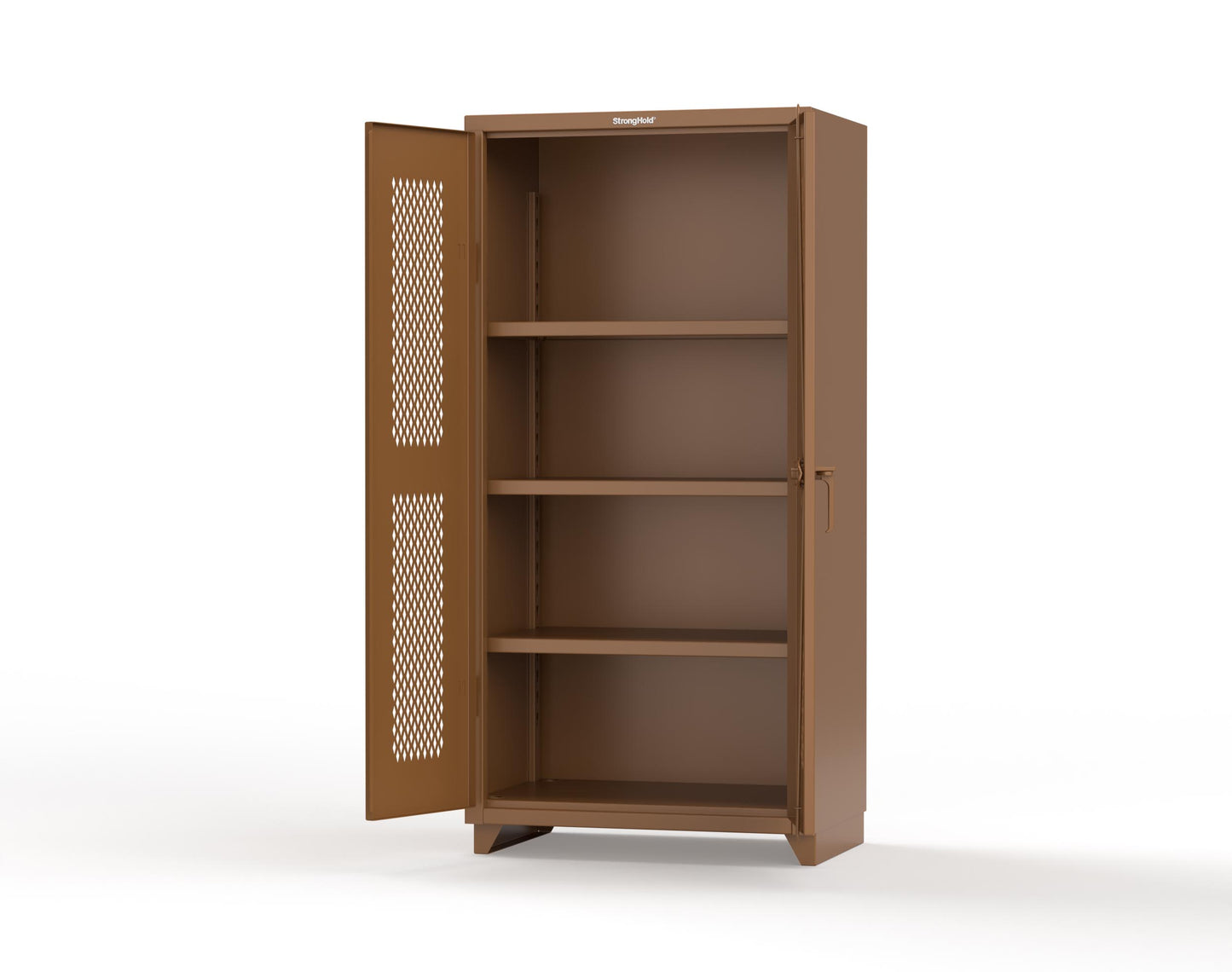 Extra Heavy Duty 14 GA Cabinet with Ventilated (Diamond) Doors - 36 In. W x 24 In. D x 75 In. H - 36-V-243-L-8008
