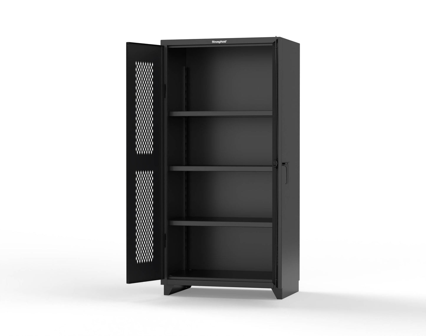 Extra Heavy Duty 14 GA Cabinet with Ventilated (Diamond) Doors - 36 In. W x 24 In. D x 75 In. H - 36-V-243-L-9005
