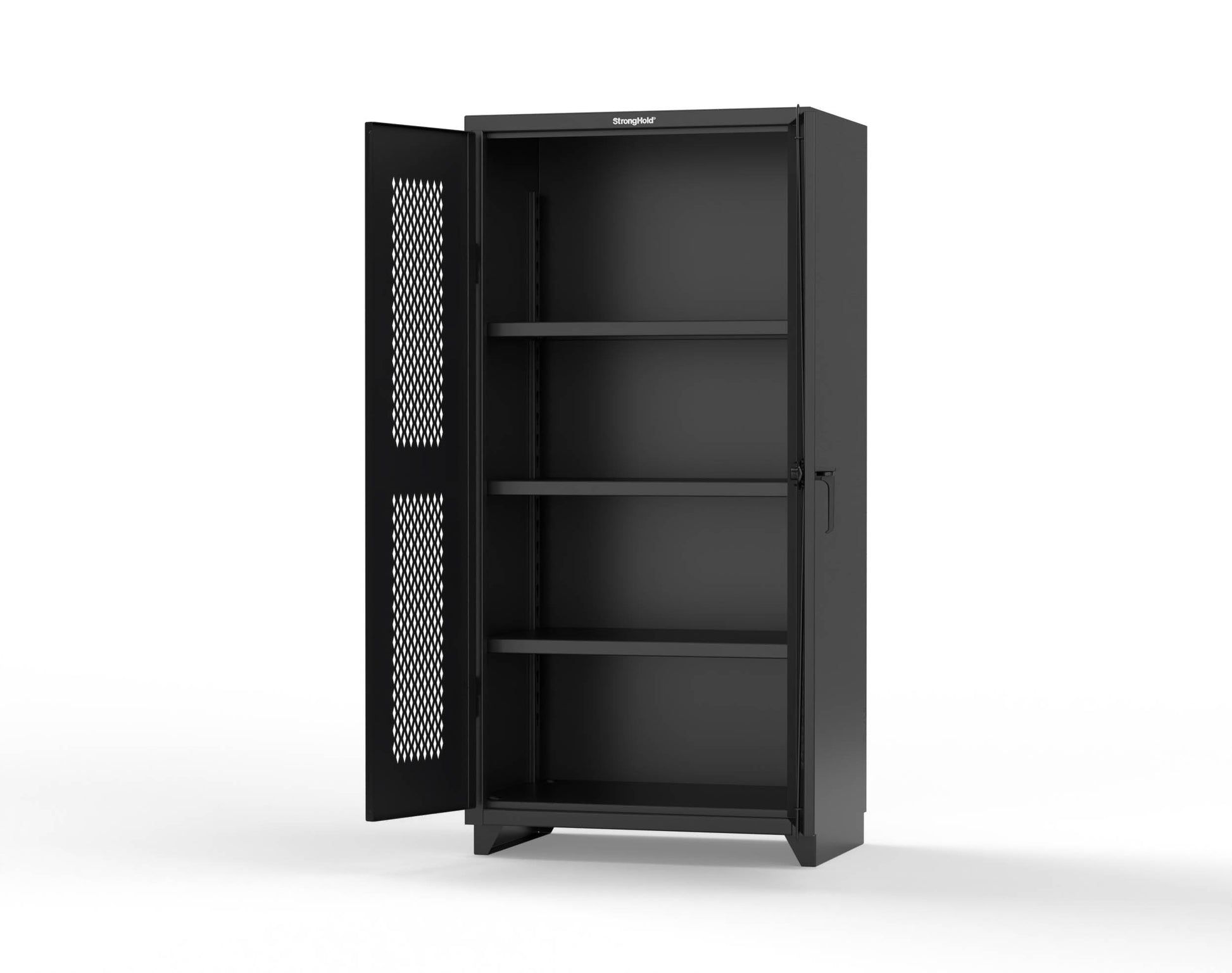 Extra Heavy Duty 14 GA Cabinet with Ventilated (Diamond) Doors - 36 In. W x 24 In. D x 75 In. H - 36-V-243-L-9005