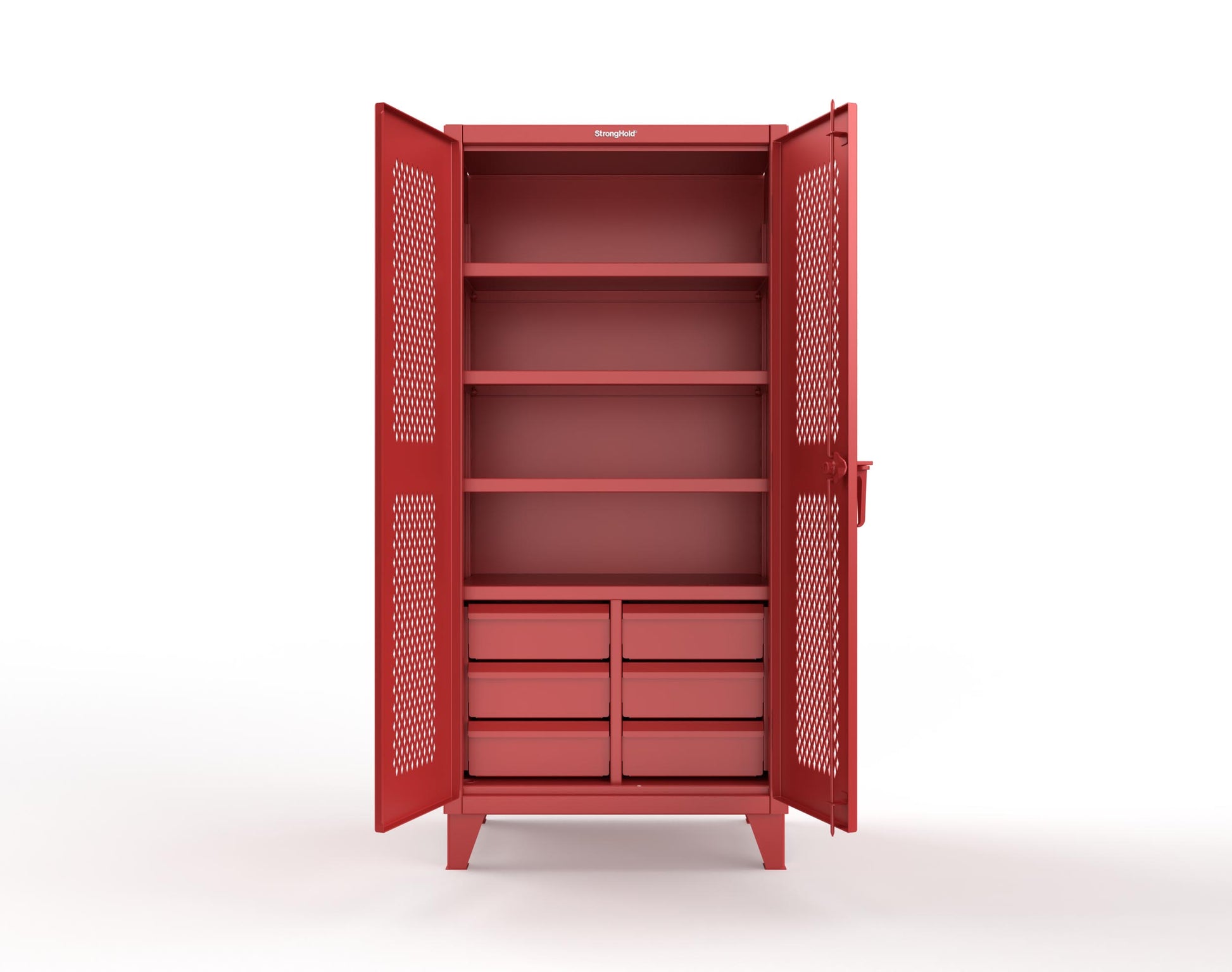 Extreme Duty 12 GA Ventilated (Diamond) Cabinet with 6 Half-Width Drawers, 4 Shelves - 36 In. W x 24 In. D x 78 In. H - 36-V-244-6.5DB-3001