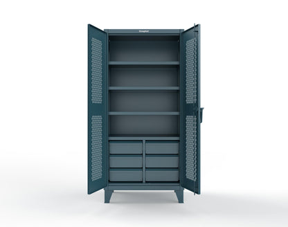 Extreme Duty 12 GA Ventilated (Diamond) Cabinet with 6 Half-Width Drawers, 4 Shelves - 36 In. W x 24 In. D x 78 In. H - 36-V-244-6.5DB-5001