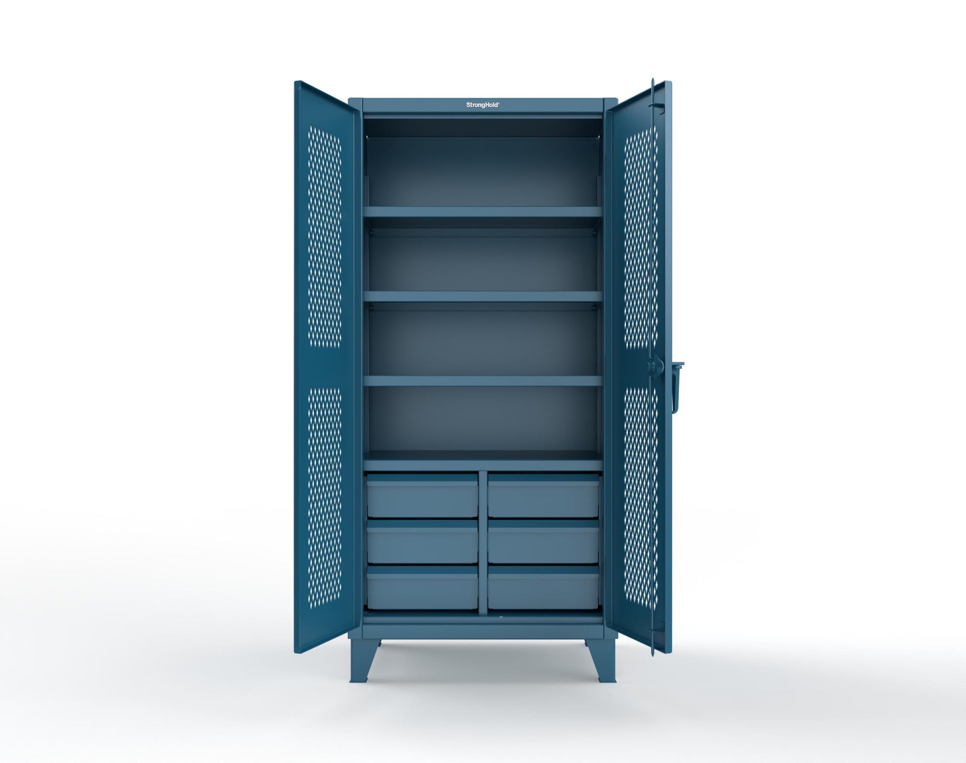 Extreme Duty 12 GA Ventilated (Diamond) Cabinet with 6 Half-Width Drawers, 4 Shelves - 36 In. W x 24 In. D x 78 In. H - 36-V-244-6.5DB-5001