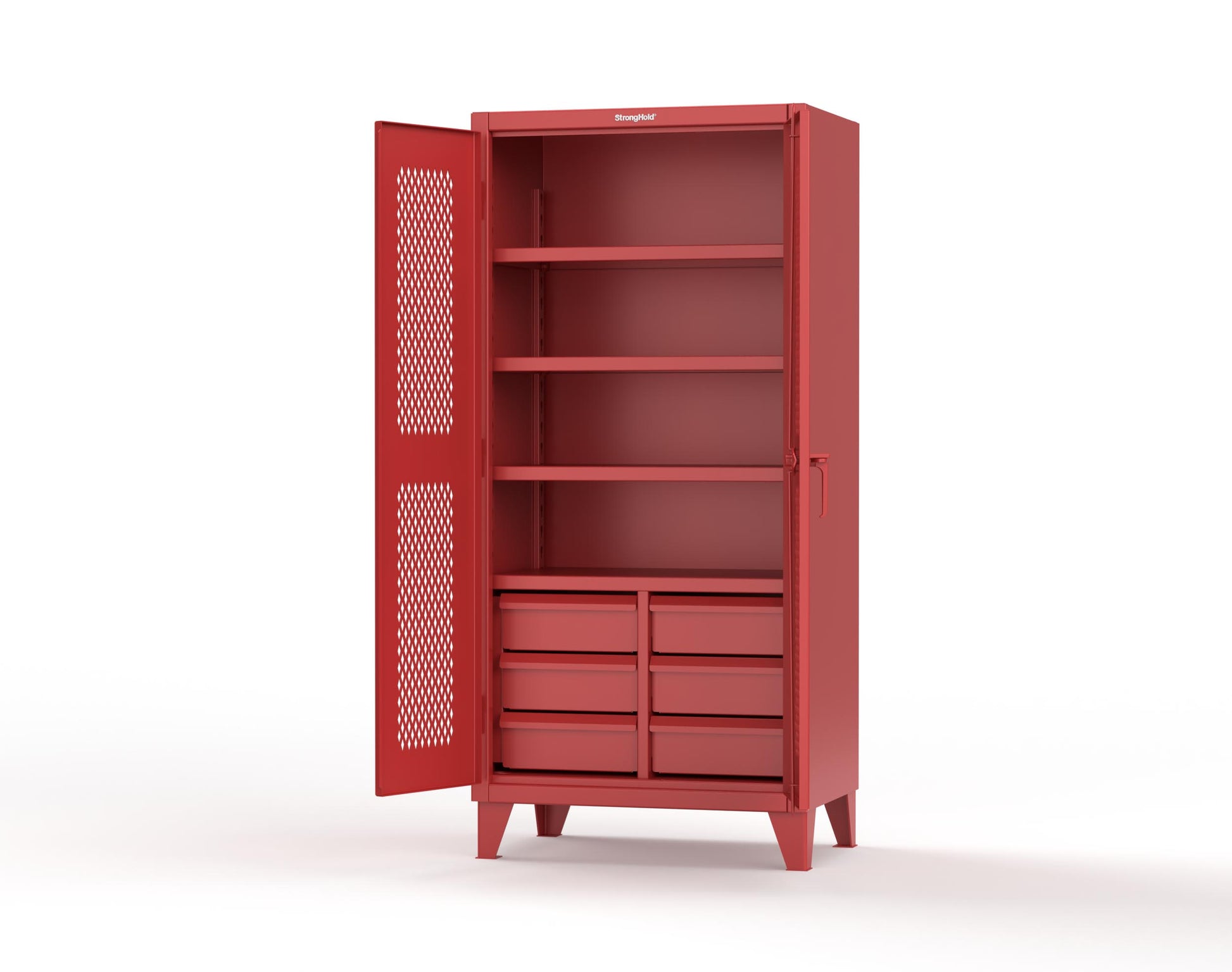 Extreme Duty 12 GA Ventilated (Diamond) Cabinet with 6 Half-Width Drawers, 4 Shelves - 36 In. W x 24 In. D x 78 In. H - 36-V-244-6.5DB-3001