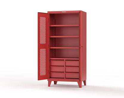 Extreme Duty 12 GA Ventilated (Diamond) Cabinet with 6 Half-Width Drawers, 4 Shelves - 36 In. W x 24 In. D x 78 In. H - 36-V-244-6.5DB-3001