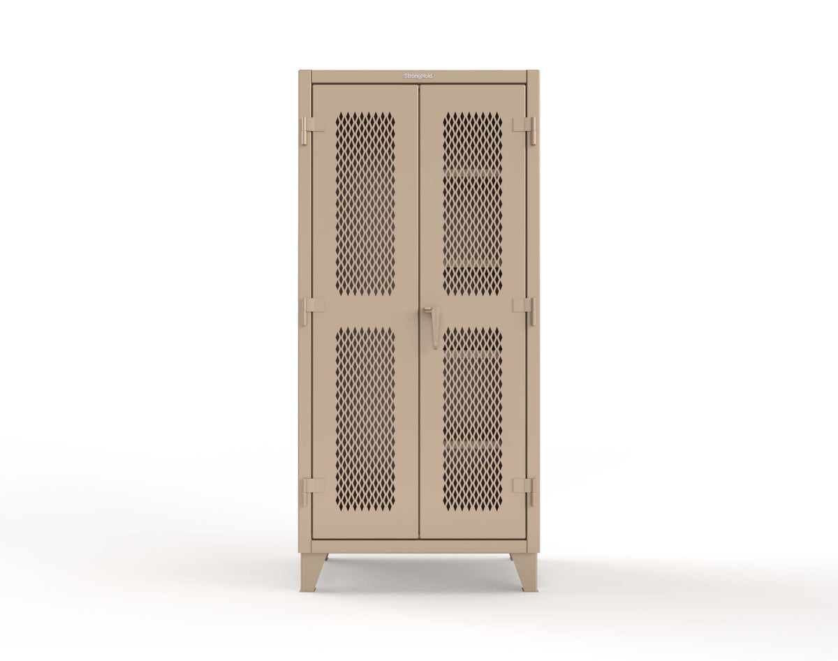 Extreme Duty 12 GA Janitorial Ventilated (Diamond) Cabinet with 4 Shelves - 36 In. W x 24 In. D x 78 In. H - 36-V-BC-244-1019