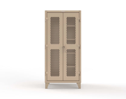 Extreme Duty 12 GA Janitorial Ventilated (Diamond) Cabinet with 4 Shelves - 36 In. W x 24 In. D x 78 In. H - 36-V-BC-244-1019