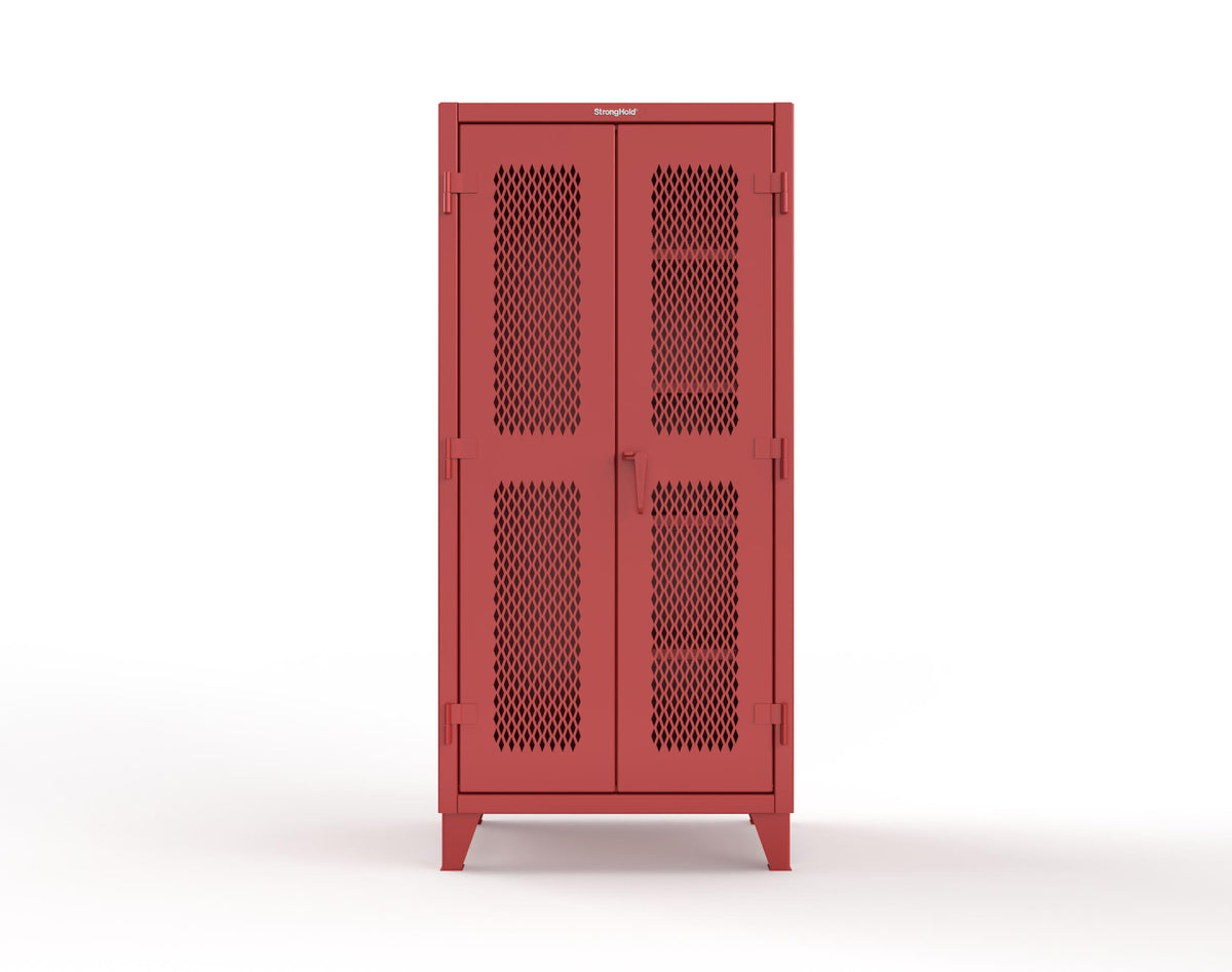 Extreme Duty 12 GA Janitorial Ventilated (Diamond) Cabinet with 4 Shelves - 36 In. W x 24 In. D x 78 In. H - 36-V-BC-244-3001