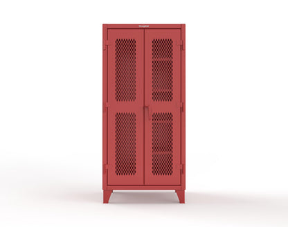 Extreme Duty 12 GA Janitorial Ventilated (Diamond) Cabinet with 4 Shelves - 36 In. W x 24 In. D x 78 In. H - 36-V-BC-244-3001