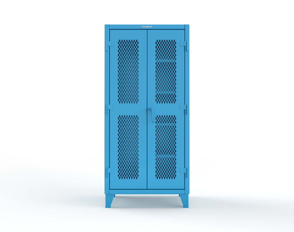 Extreme Duty 12 GA Janitorial Ventilated (Diamond) Cabinet with 4 Shelves - 36 In. W x 24 In. D x 78 In. H - 36-V-BC-244-5012
