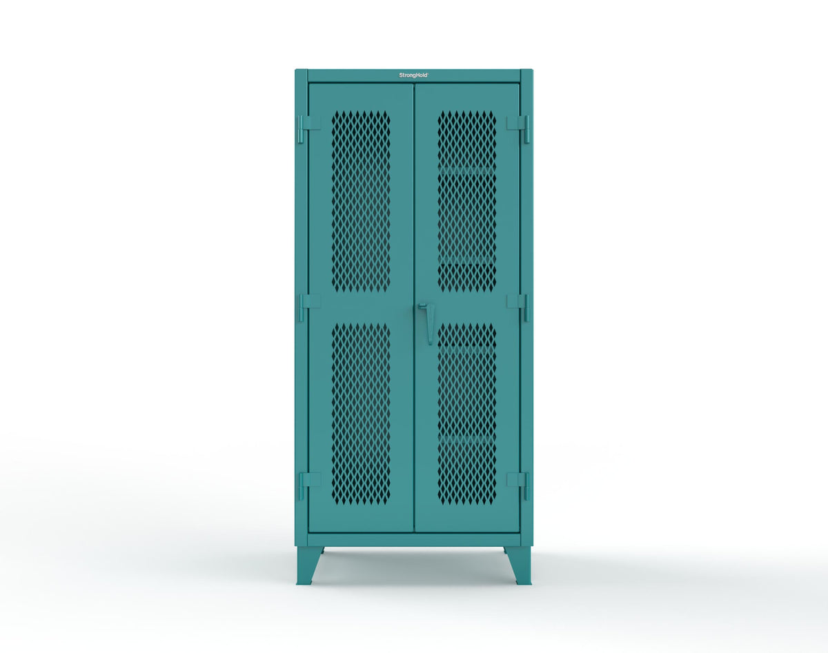 Extreme Duty 12 GA Janitorial Ventilated (Diamond) Cabinet with 4 Shelves - 36 In. W x 24 In. D x 78 In. H - 36-V-BC-244-5021