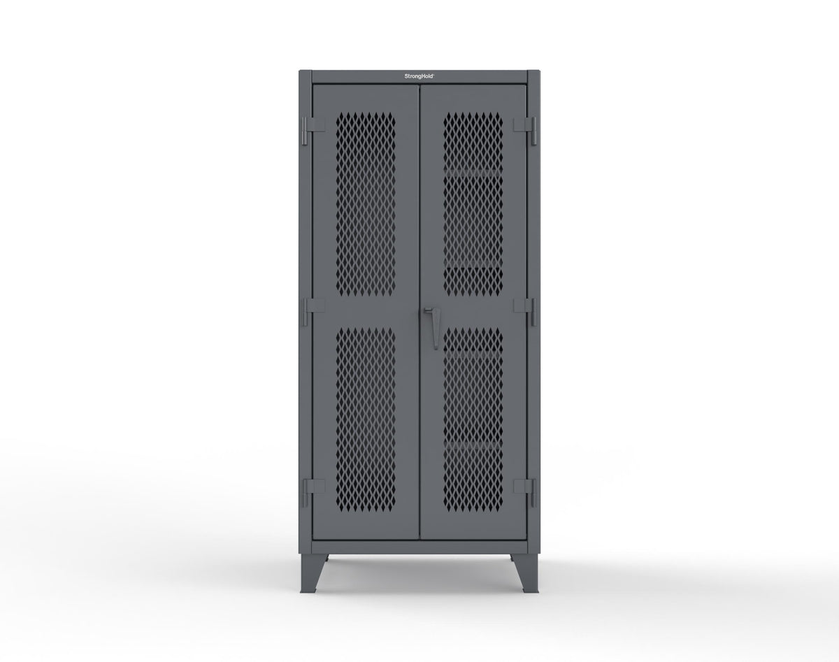 Extreme Duty 12 GA Janitorial Ventilated (Diamond) Cabinet with 4 Shelves - 36 In. W x 24 In. D x 78 In. H - 36-V-BC-244-7024