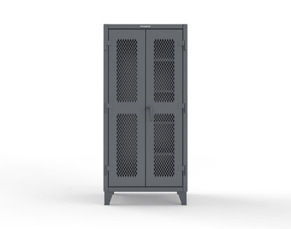 Extreme Duty 12 GA Janitorial Ventilated (Diamond) Cabinet with 4 Shelves - 36 In. W x 24 In. D x 78 In. H - 36-V-BC-244-7024
