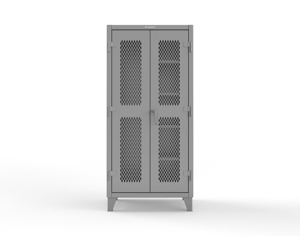 Extreme Duty 12 GA Janitorial Ventilated (Diamond) Cabinet with 4 Shelves - 36 In. W x 24 In. D x 78 In. H - 36-V-BC-244-7037